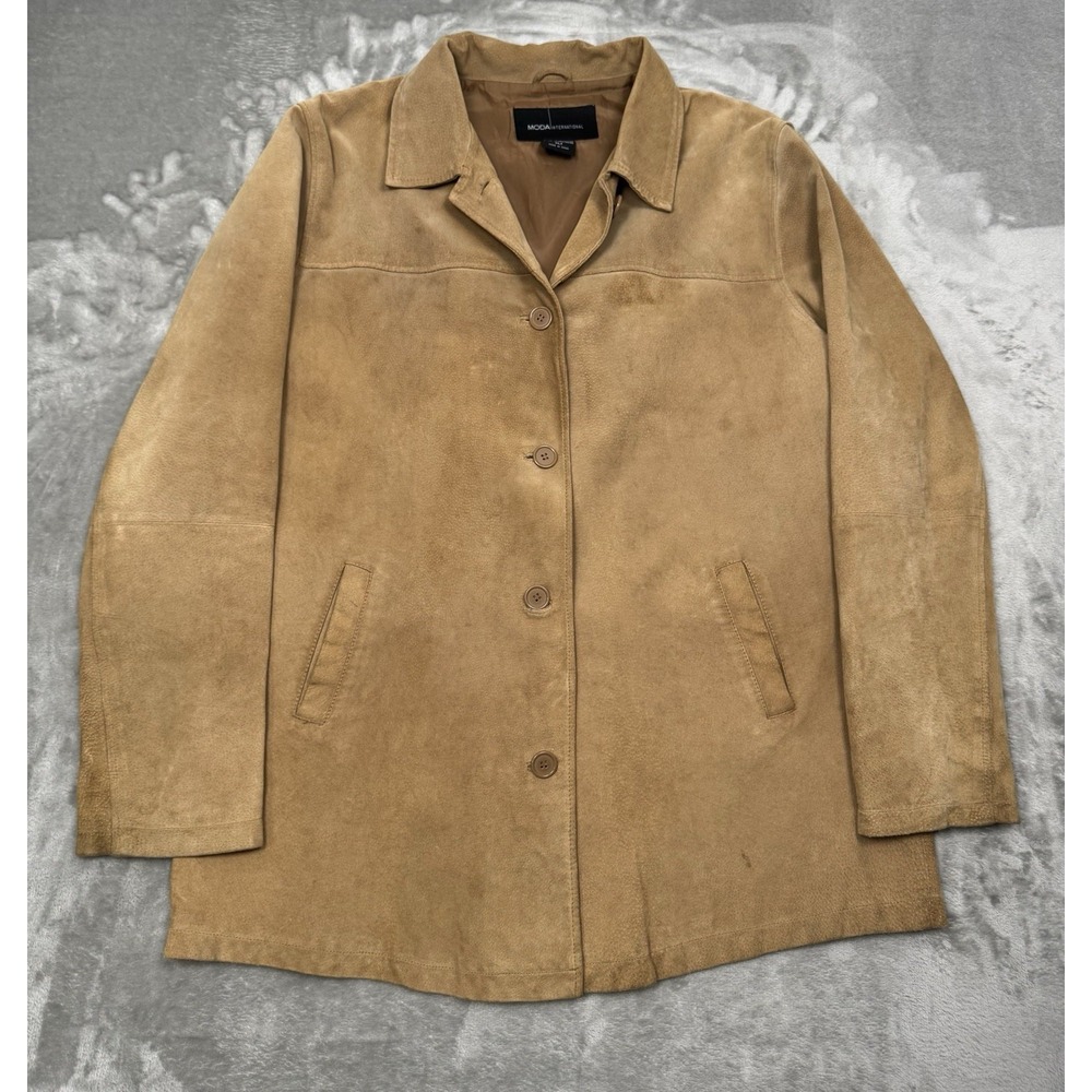 Vintage Moda Tan Suede Jacket Womens XL XLT Brown Soft Leather Western Retro Y2K